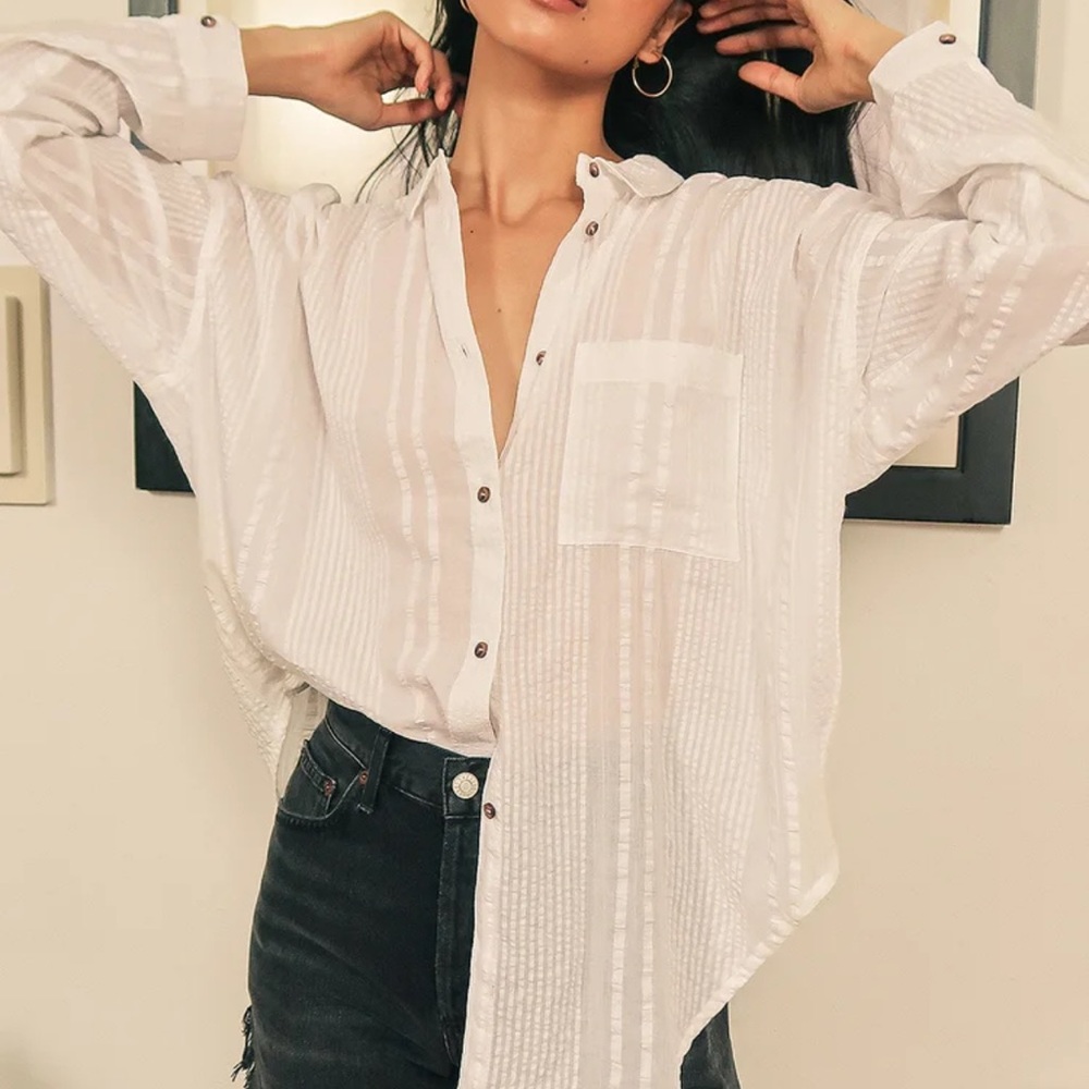 Rvca White Button-Down Size Medium - image 1